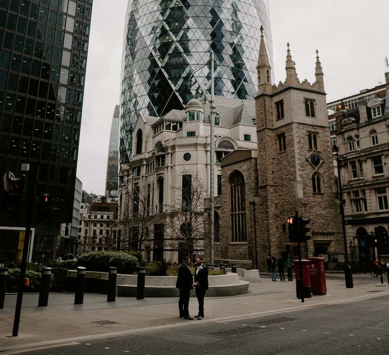 Exterior shot of The Gherkin wedding venue in London city centre