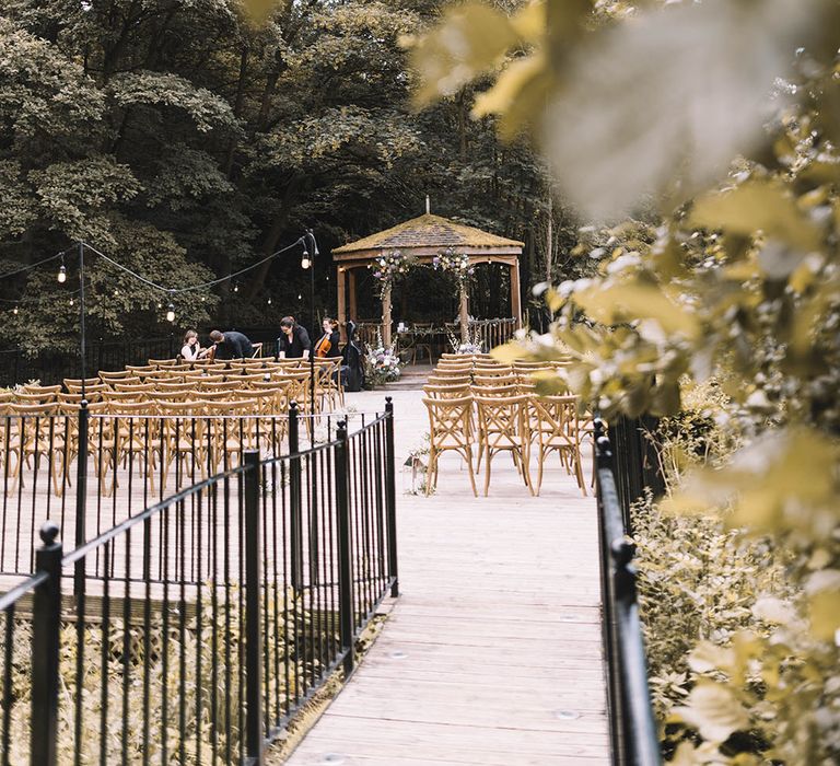 Outdoor wedding ceremony space at The Venue, Bowers Mill in Yorkshire 