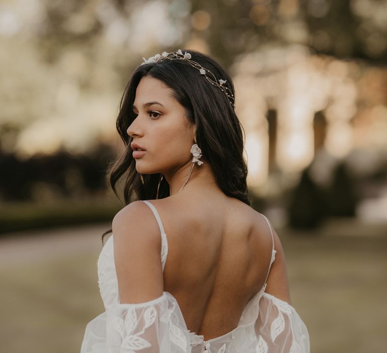 Wedding hair vine and matching earrings 