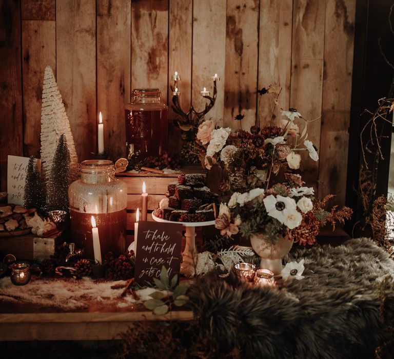 Christmas wedding inspiration dessert table