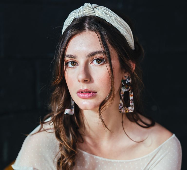 Wedding headband and tortoise shell earrings 