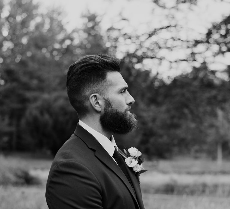 Bearded groom at French wedding 