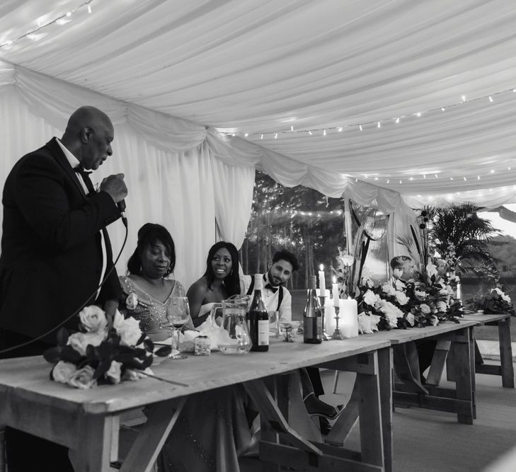 Father of the bride wedding speech at marquee reception 