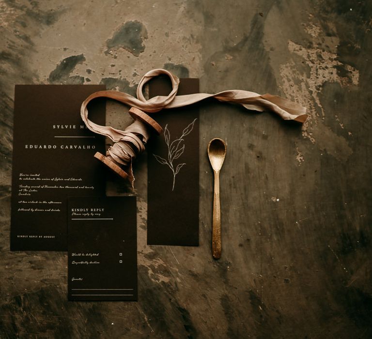 Black wedding stationery suite