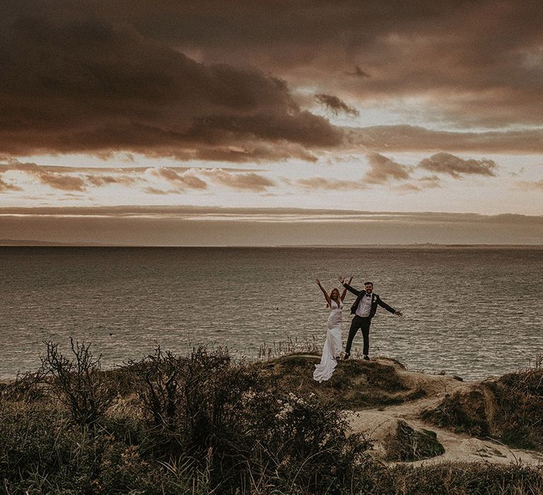 Sunset wedding photos captured by Isle of Wight wedding photographer