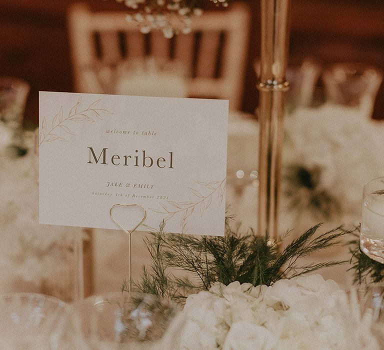 White wedding table settings and stationery at Hedsor House wedding