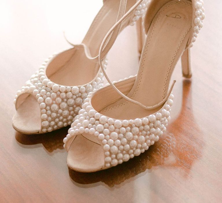 Beaded pearl wedding shoes for the bride 