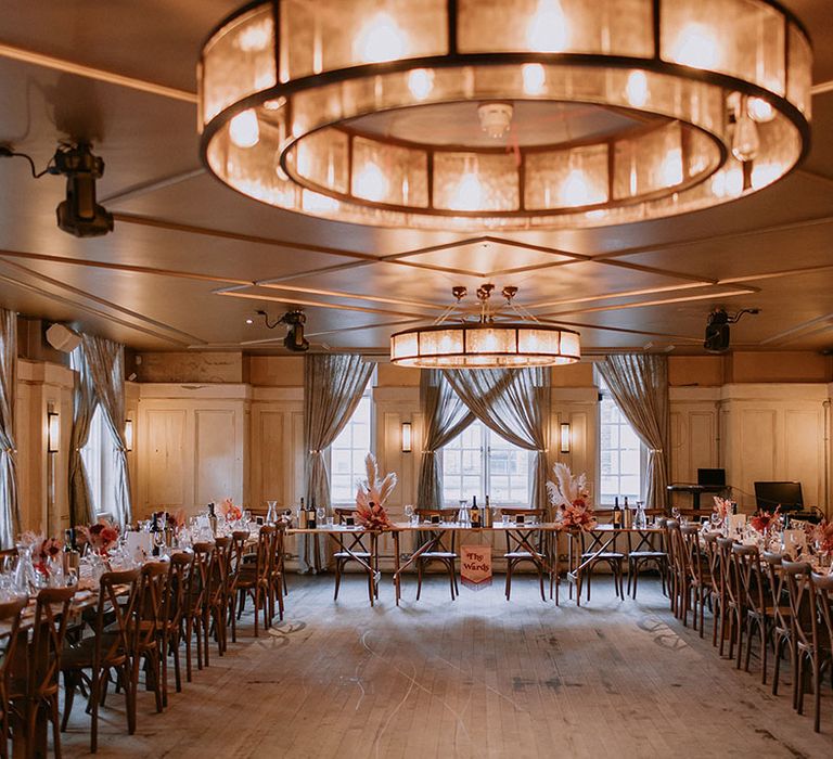 The Bedford London wedding venue with large wedding light