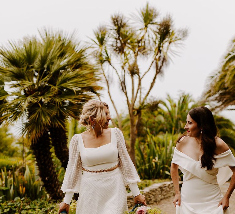 Outdoor wedding ceremony for lesbian same sex couple in Dorset 