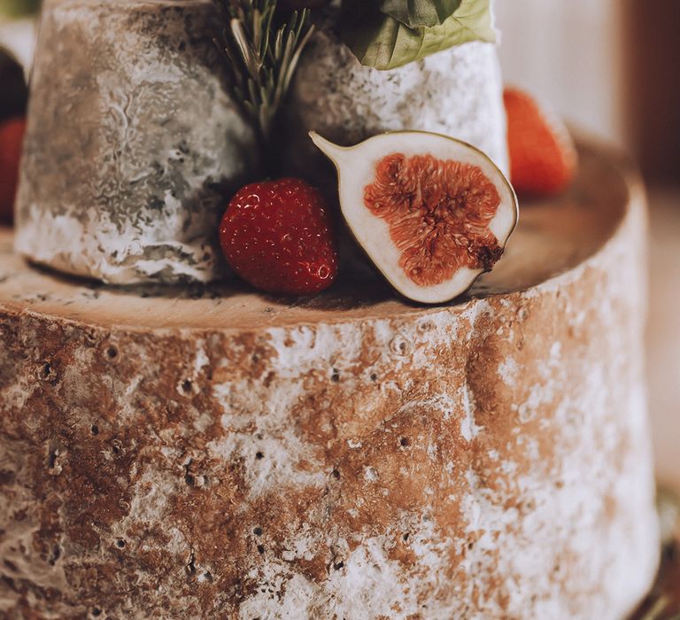 Rustic cheese tower with figs 