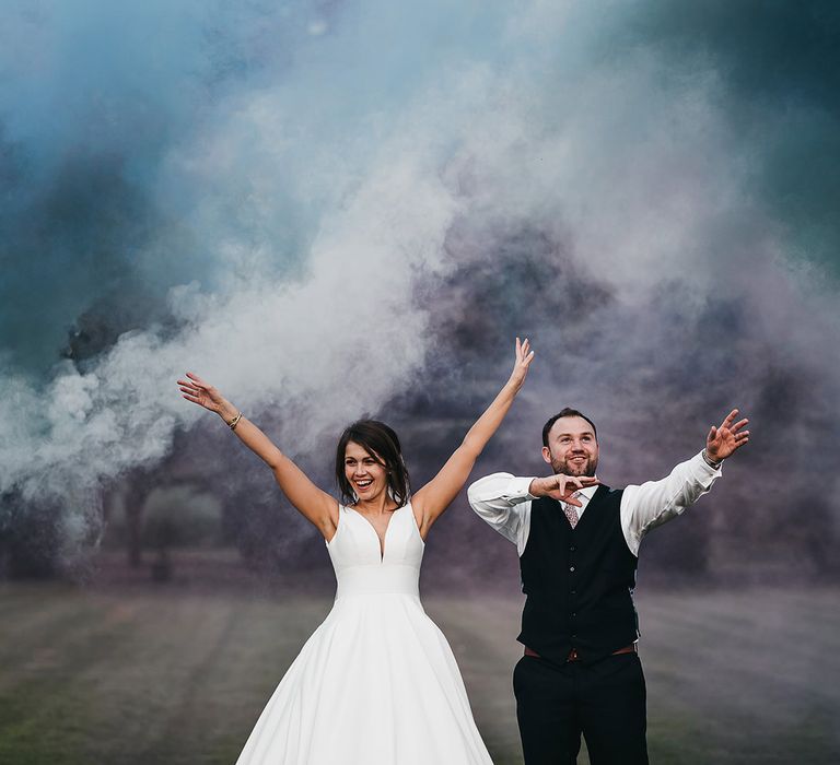 Bride and groom at Brinsop Court wedding