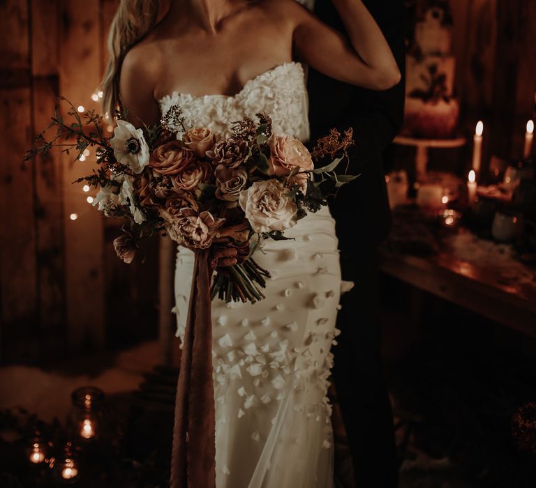 Winter wedding bouquet with anemones 