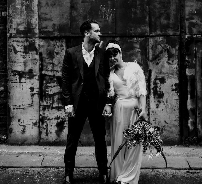 Black and white urban wedding photography 