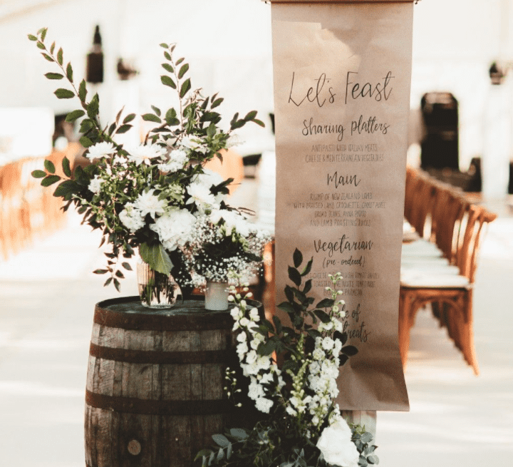 Wedding menu sign