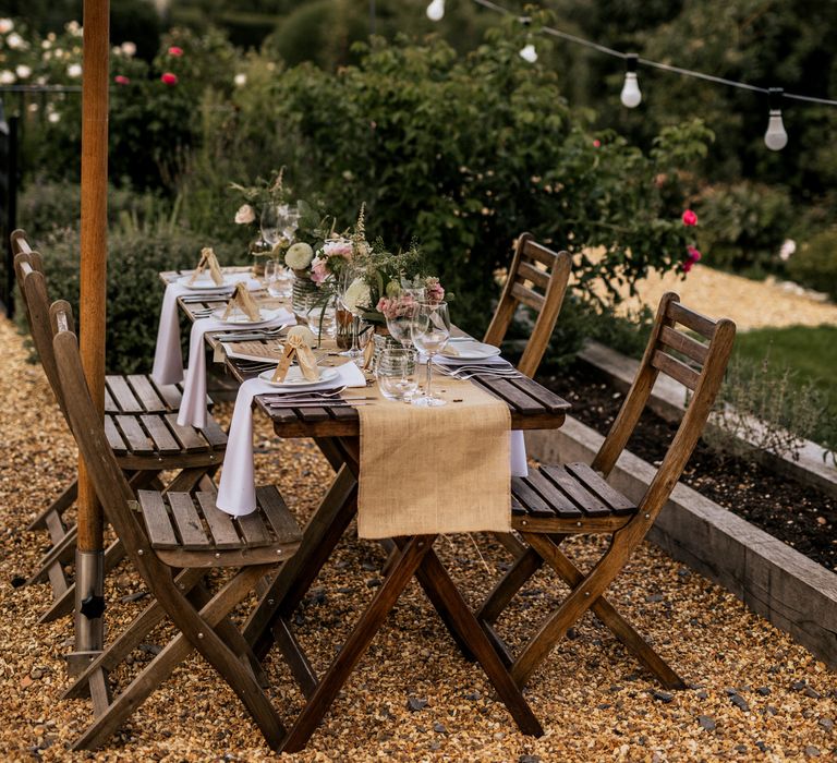 Outdoor table decor with lighting 