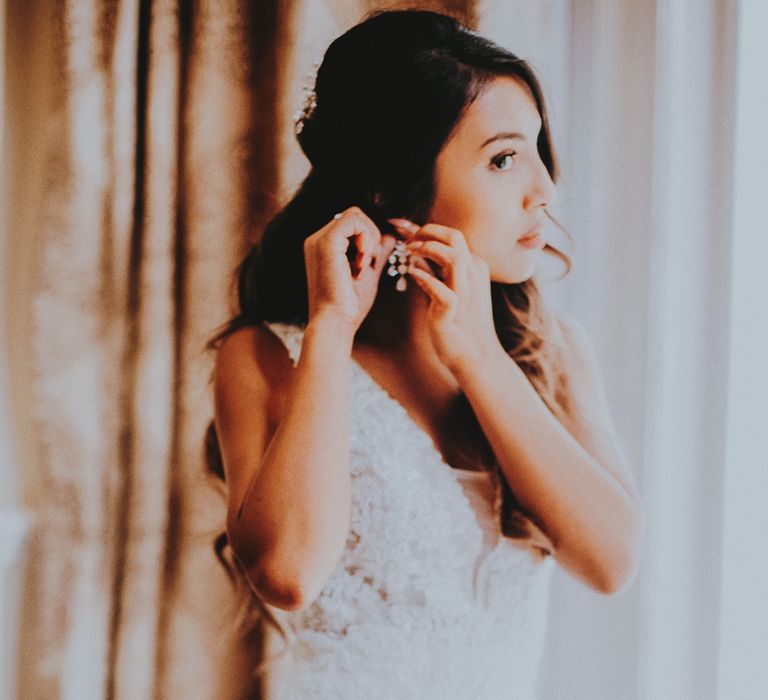 Asian bride gets ready on the morning of her wedding