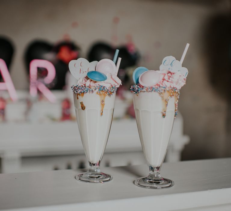 Milkshakes topped with hundreds and thousands and flying saucers 