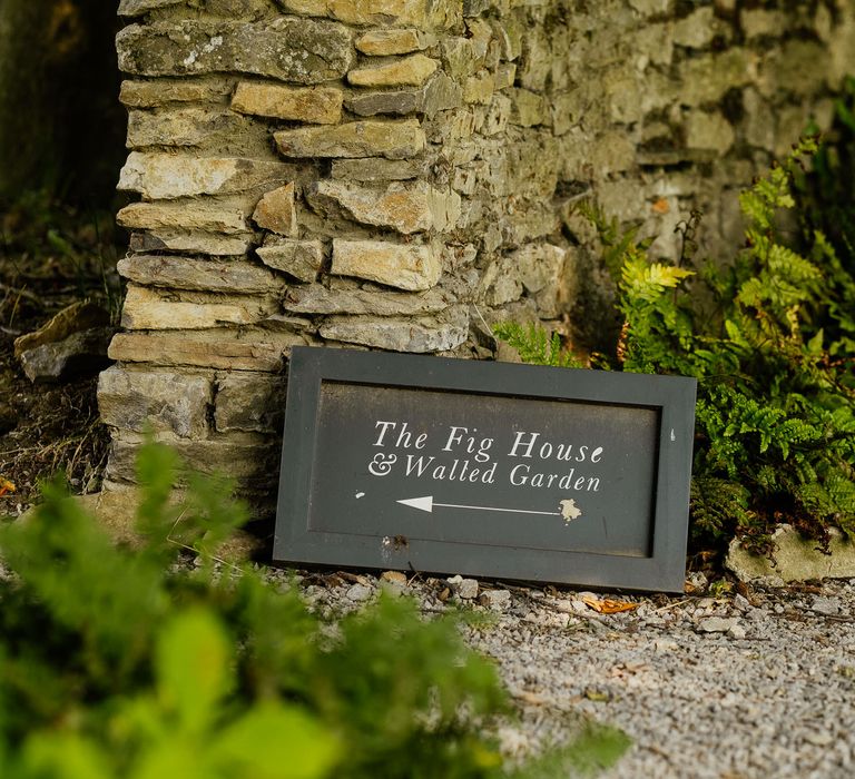 Sign for The Fig House and Walled Garden at Middleton Lodge Wedding Venue 