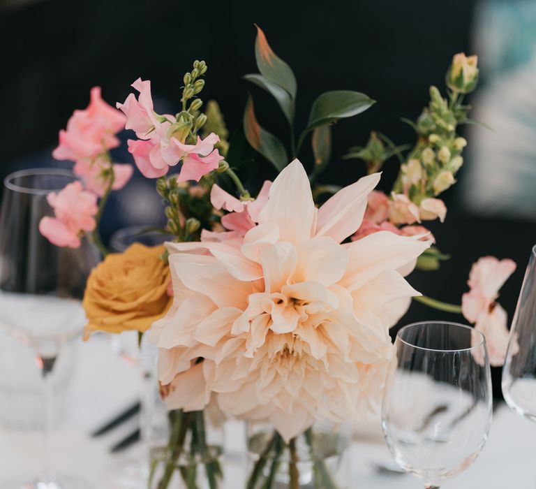 Pale peach flower for reception venue table decor 