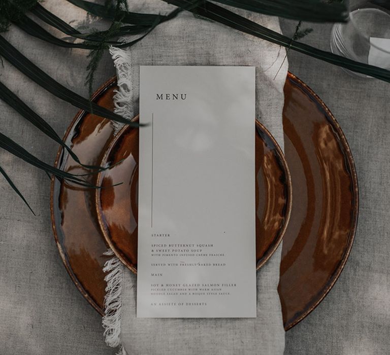 Place setting with menu card 