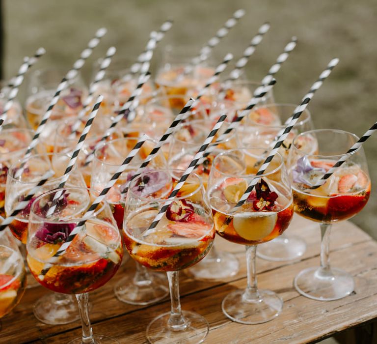 Colourful cocktails for reception