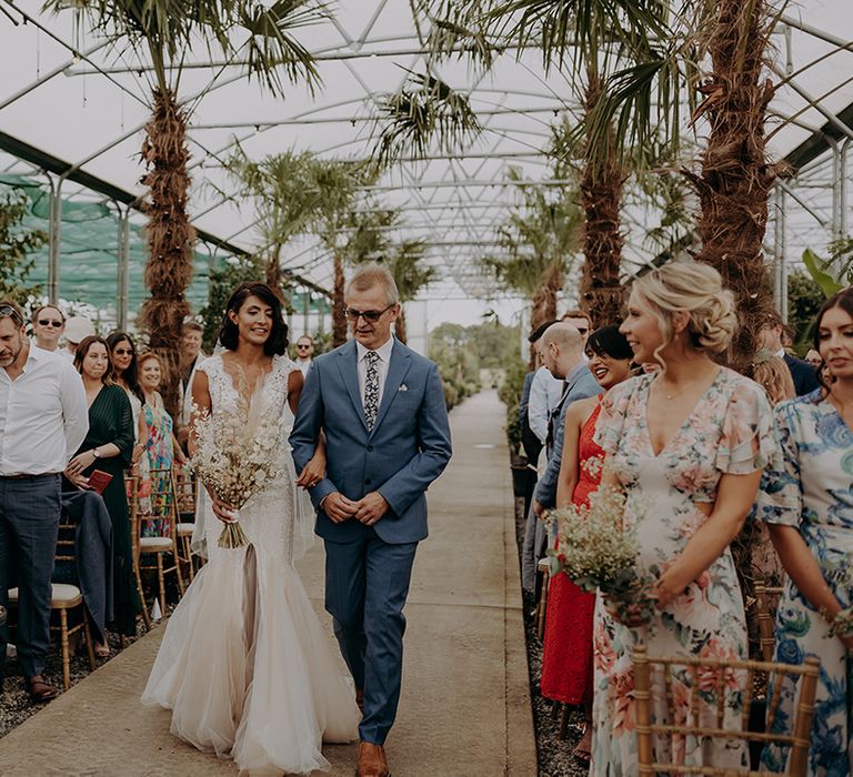 Father walks Bride down the aisle at Architectural Plants Venue