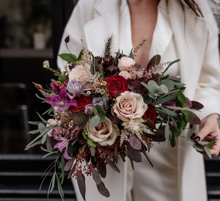 pink and red wedding bouquet 