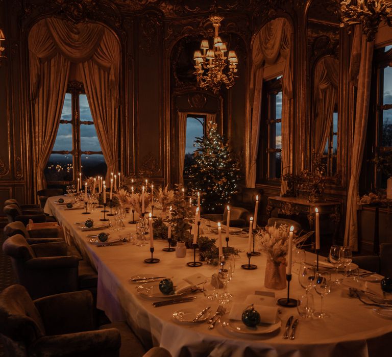 Cliveden House table decor for candlelit dinner 