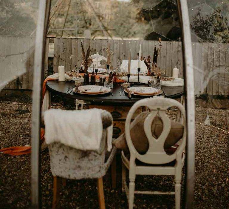 Pod dining is Covid secure and an intimate dining experience for micro weddings