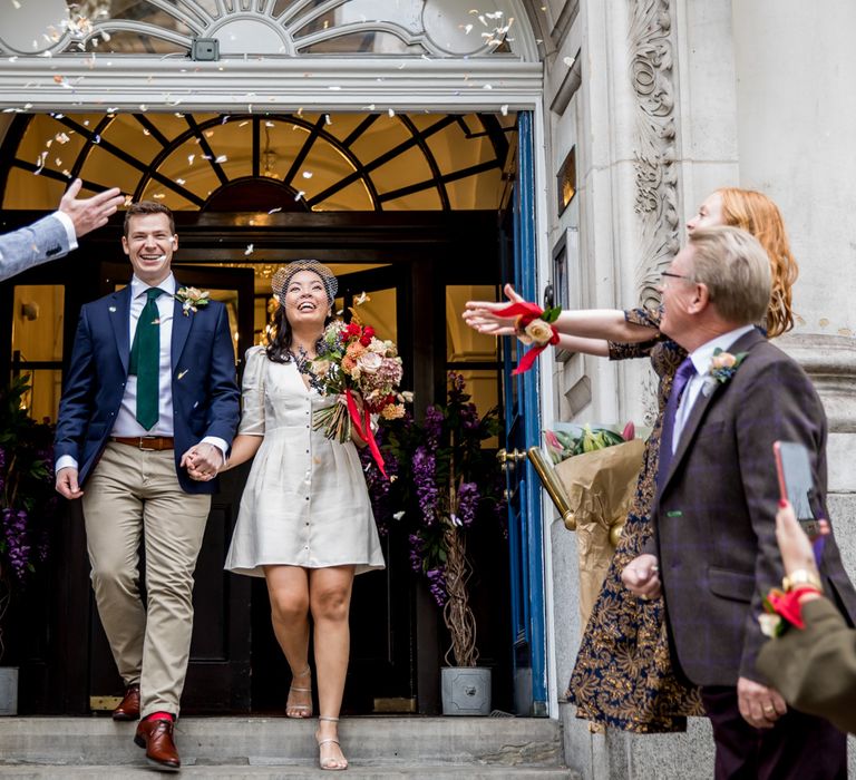 Registry office confetti moment 