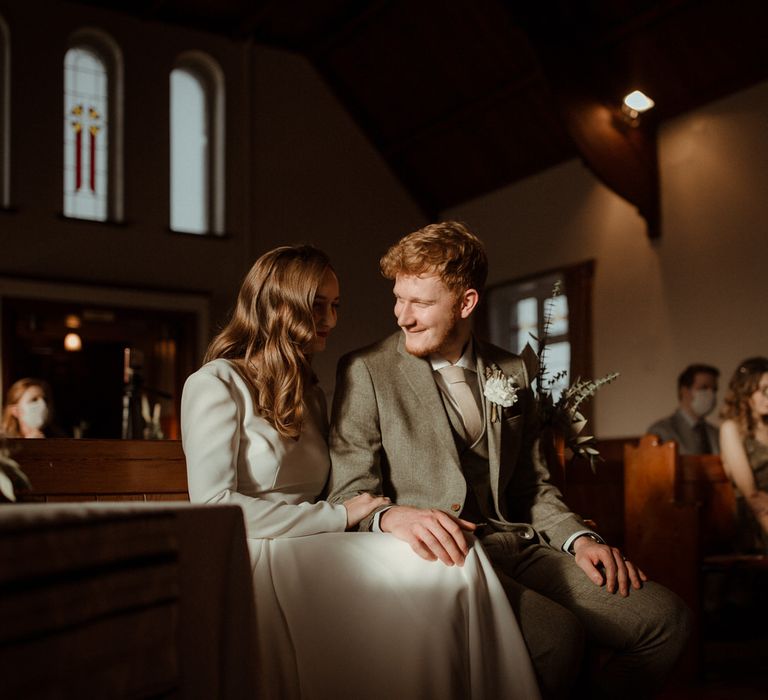 The bride and groom just married in Antrobus Methodist Chapel