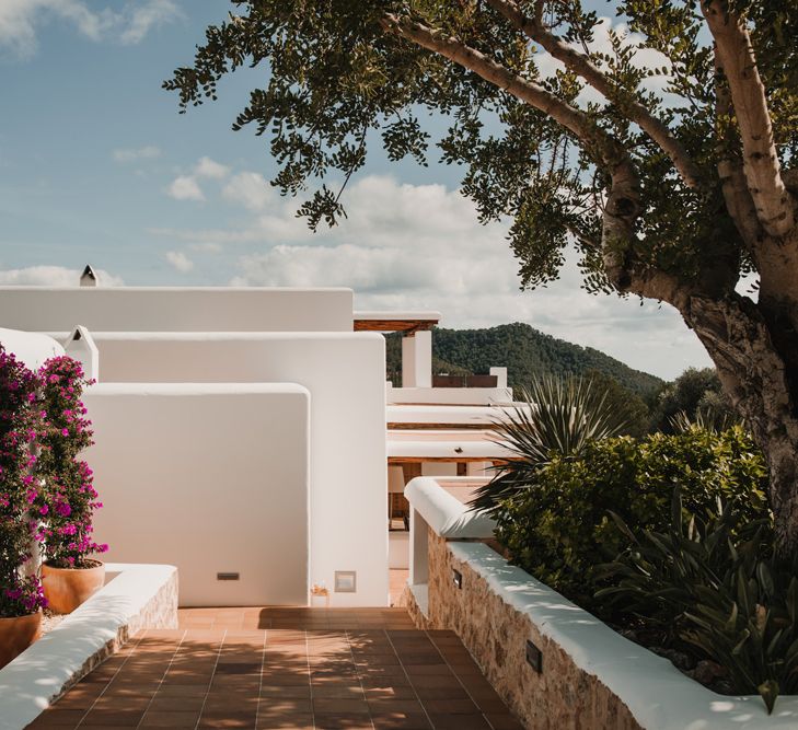 Spanish villa with terracotta tiles and white walls 