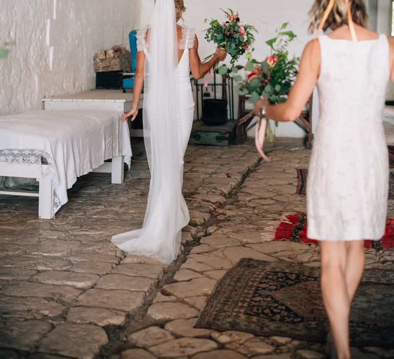 The bride getting ready to make her entrance at Masseria Potenti