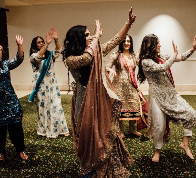 Wedding party dance during reception