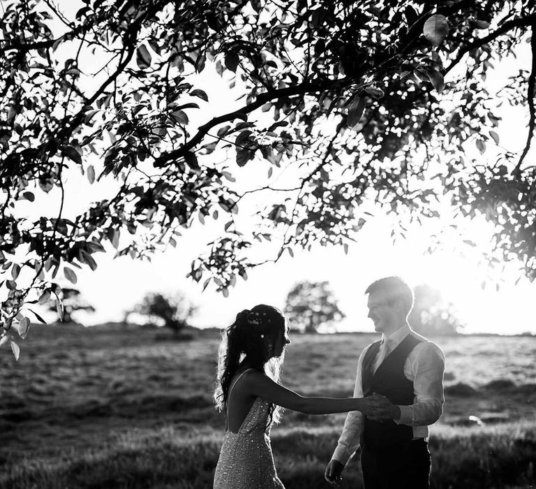 Bride & groom in black & white image for post-wedding pictures