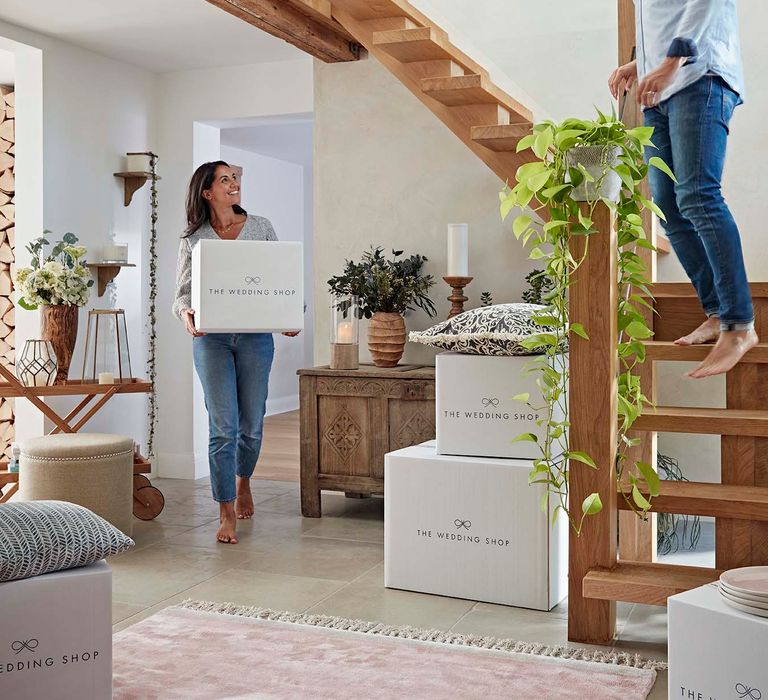 Couple receiving their The Wedding Shop wedding gifts