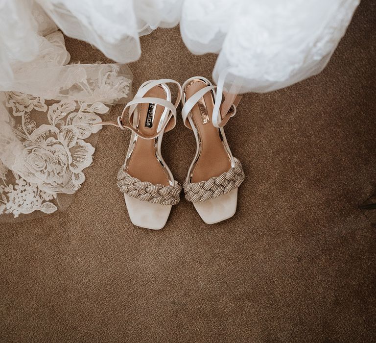 Gold braided square toe wedding shoes from ASOS 