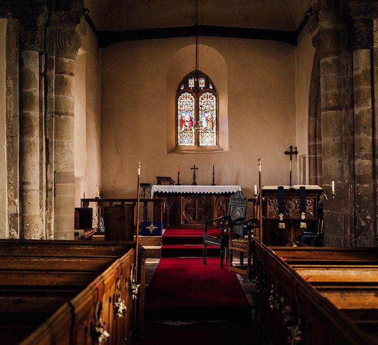 Intimate church wedding ceremony for micro wedding with 8 guests 