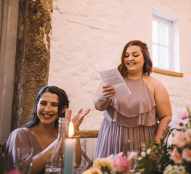 Bridesmaid maid of honour speech at the wedding 