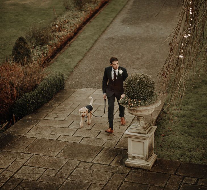 Groom and his poodle dog on the morning of his In on The Lake wedding