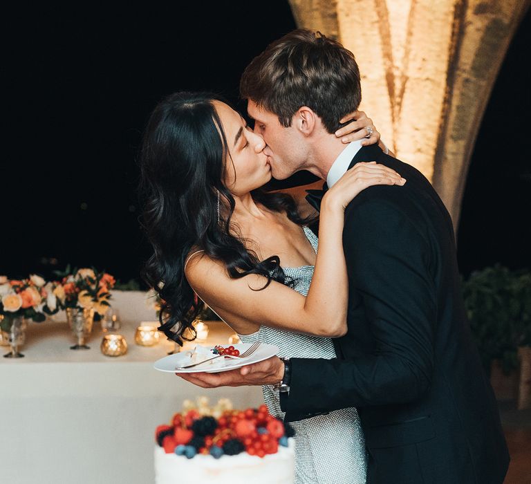 Wedding cake with buttercream and fruit decor 