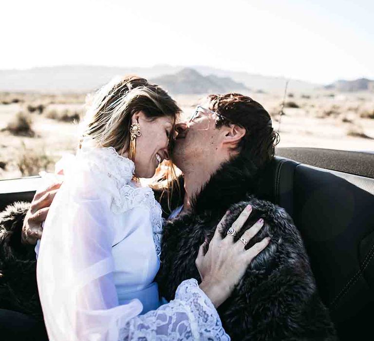 Gold earrings for bride at Las Vegas wedding