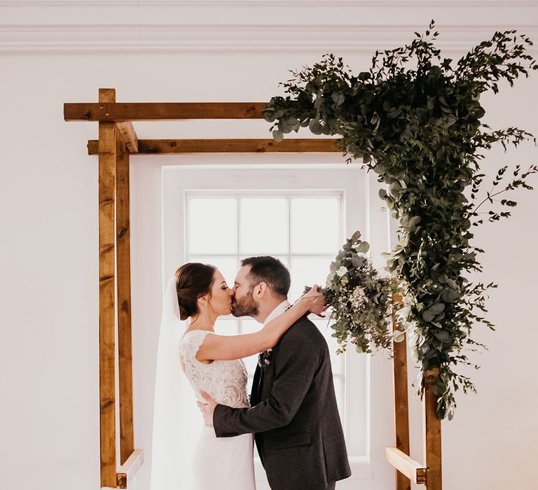 Bride & groom embrace on their wedding day