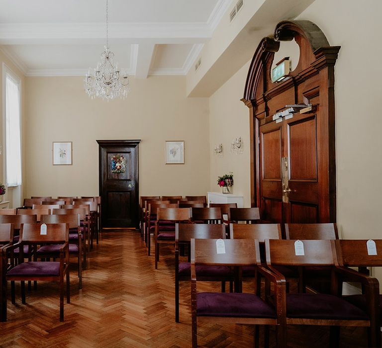 Chelsea Old Town Hall ceremony room for registry office wedding 