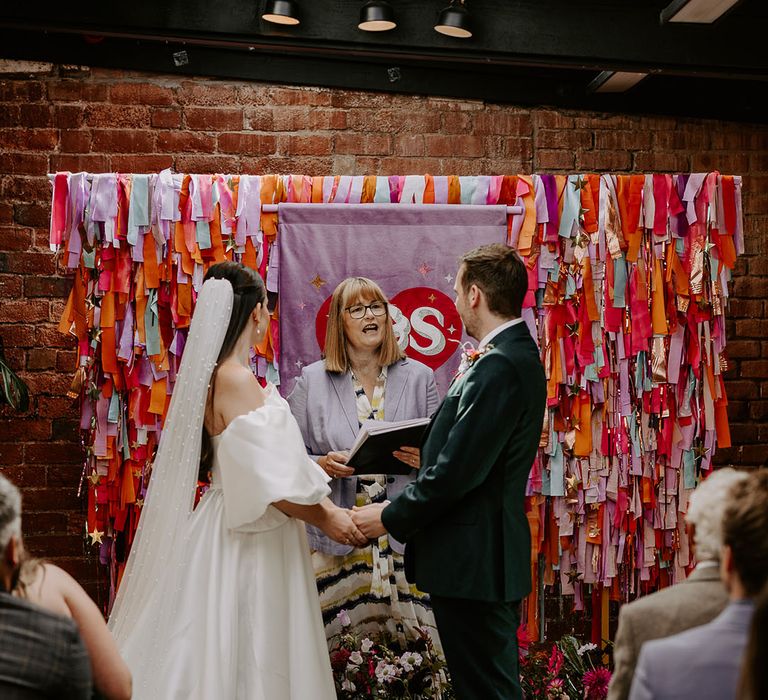 Bride and groom at wedding ceremony at The Shack Revolution in West Midlands 