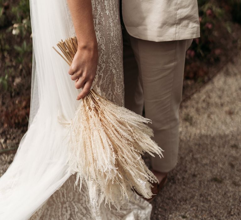 Dried flower bouquet for inspiration with earthy wedding decor 