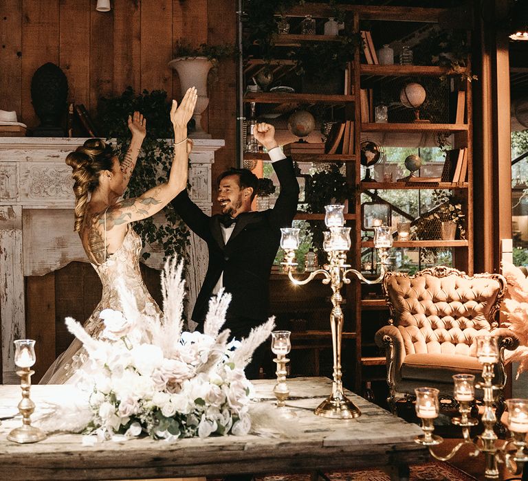 Bride & groom dance on their wedding day during reception 