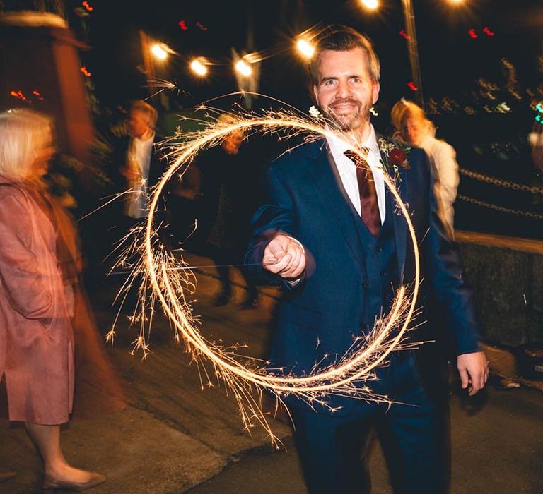 Wedding guest with sparkler