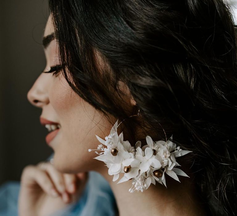 Luna and Wild dried flower hoop earring bridal accessory 