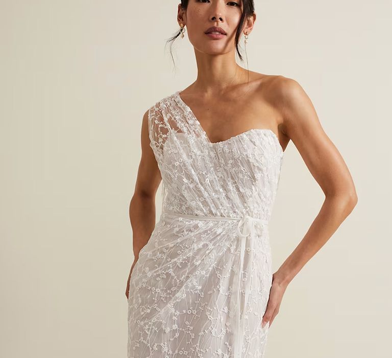 Phase Eight wedding dress with one shoulder and lace 